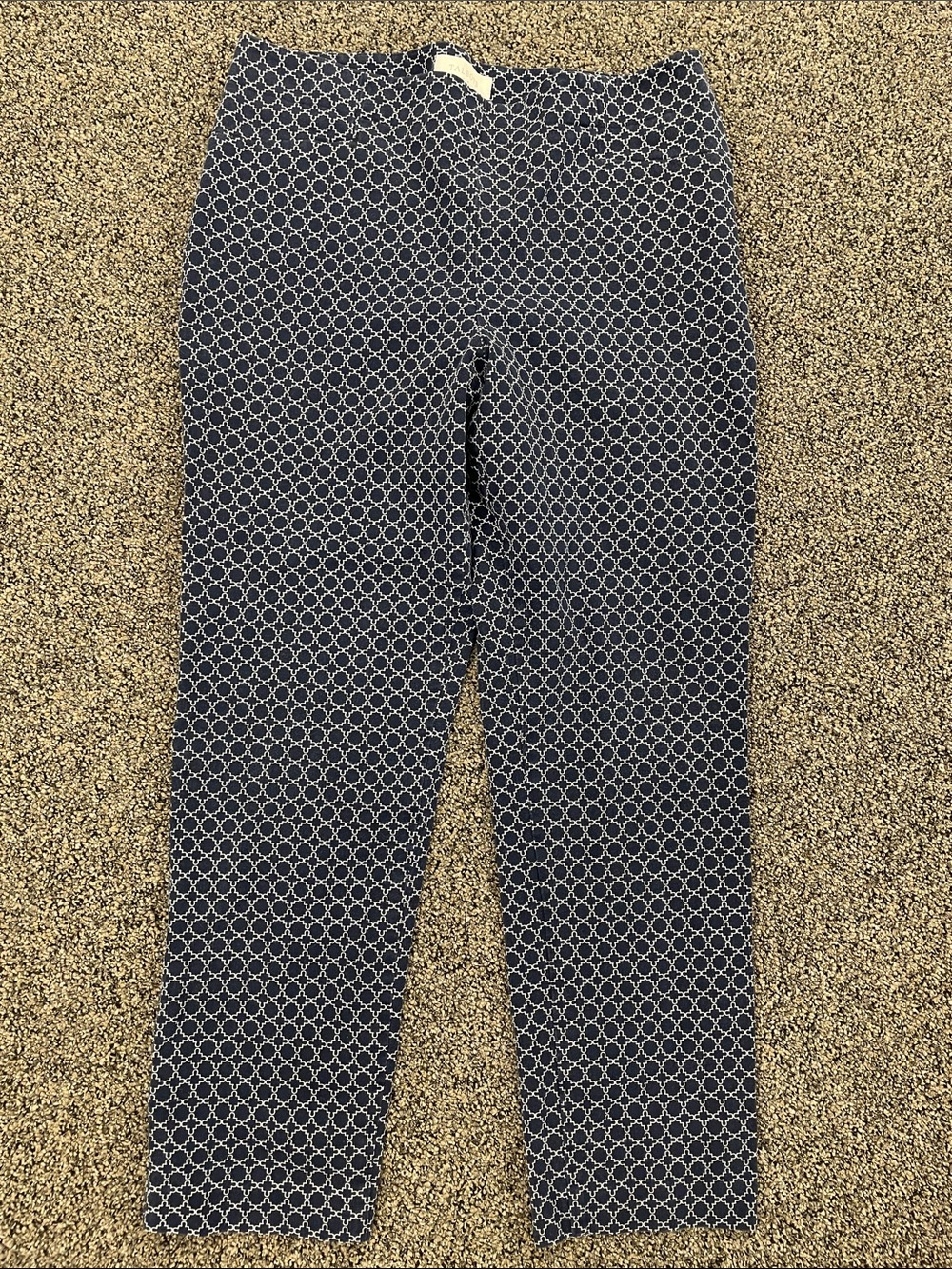 Talbots  Navy with White Geometric Ankle Pants